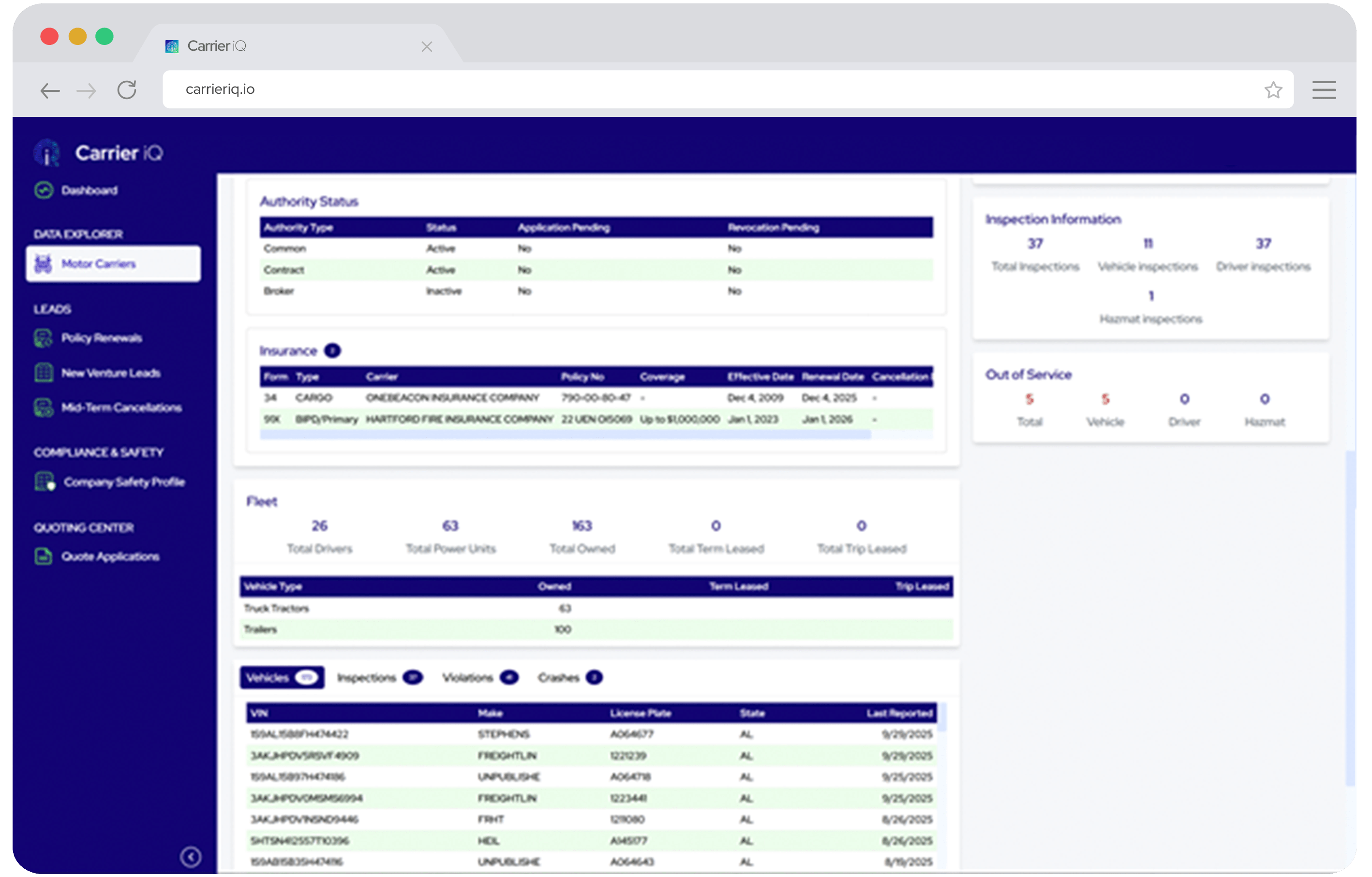 Data Explorer for Motor Carriers Leads | CarrieriQ